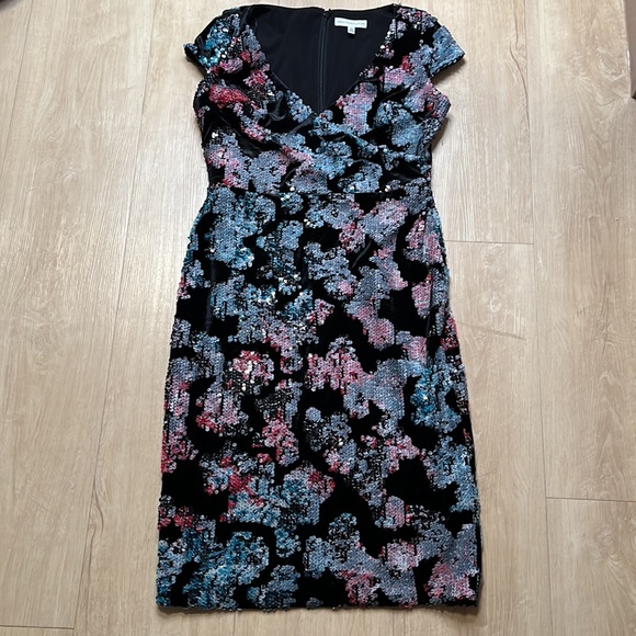 NEW! Dress The Population Sequin Velvet Sheath Dress, SIZE LARGE 0866 - Picture 2 of 7